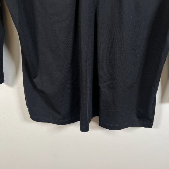 J. Mclaughlin Durham Ruffle Neck Top Size Large Black Catalina Cloth Travel Work - Picture 6 of 9